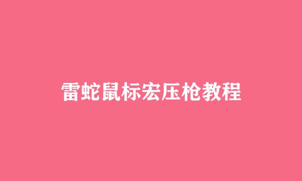 雷蛇鼠标宏压枪教程