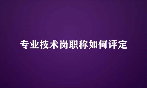 专业技术岗职称如何评定