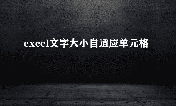 excel文字大小自适应单元格