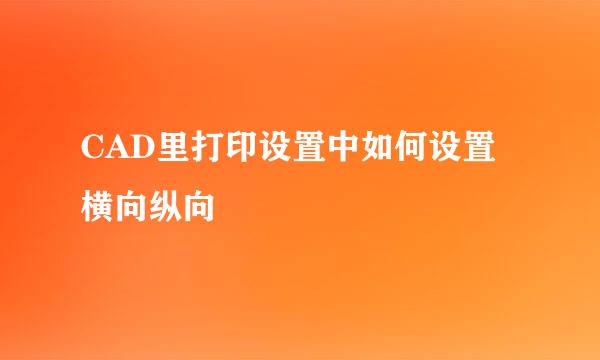 CAD里打印设置中如何设置横向纵向