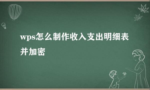wps怎么制作收入支出明细表并加密