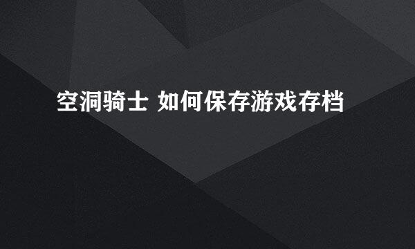 空洞骑士 如何保存游戏存档