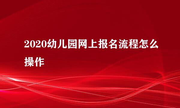 2020幼儿园网上报名流程怎么操作