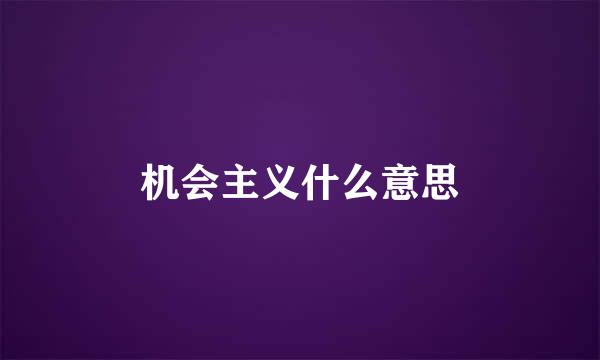 机会主义什么意思