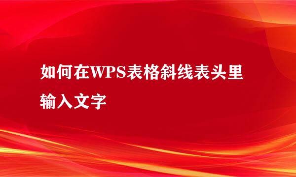 如何在WPS表格斜线表头里输入文字