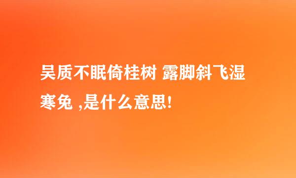 吴质不眠倚桂树 露脚斜飞湿寒兔 ,是什么意思!