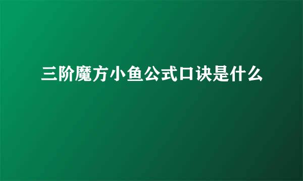 三阶魔方小鱼公式口诀是什么
