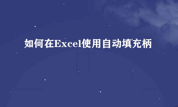 如何在Excel使用自动填充柄