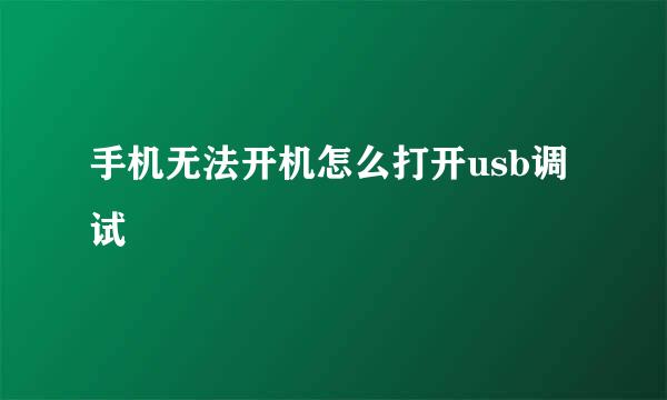手机无法开机怎么打开usb调试
