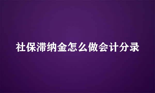 社保滞纳金怎么做会计分录
