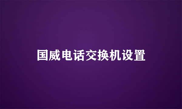 国威电话交换机设置