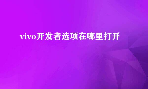 vivo开发者选项在哪里打开