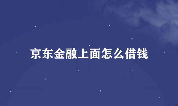 京东金融上面怎么借钱