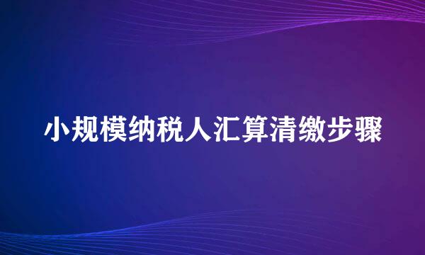 小规模纳税人汇算清缴步骤