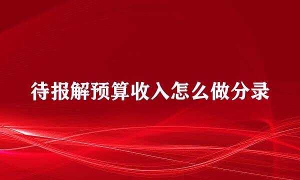 待报解预算收入怎么做分录