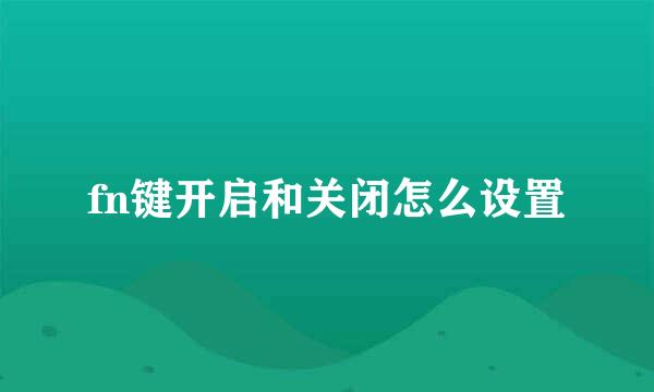 fn键开启和关闭怎么设置