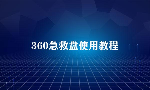 360急救盘使用教程