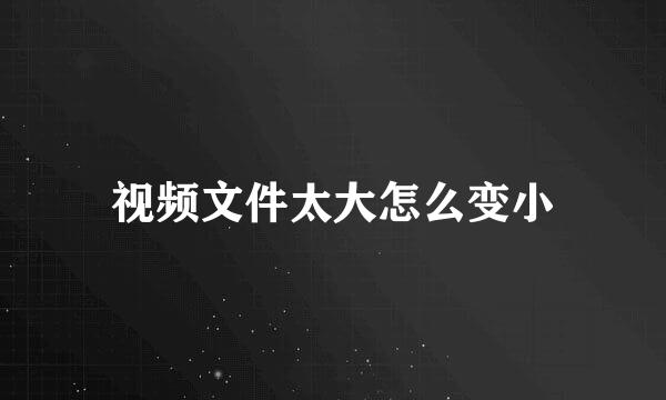 视频文件太大怎么变小