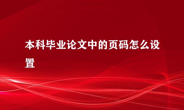 本科毕业论文中的页码怎么设置