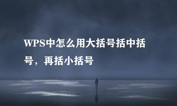 WPS中怎么用大括号括中括号，再括小括号