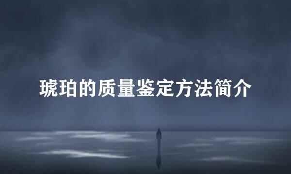 琥珀的质量鉴定方法简介