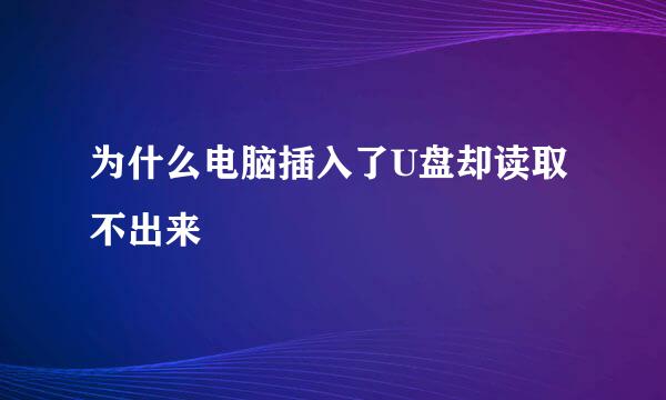 为什么电脑插入了U盘却读取不出来