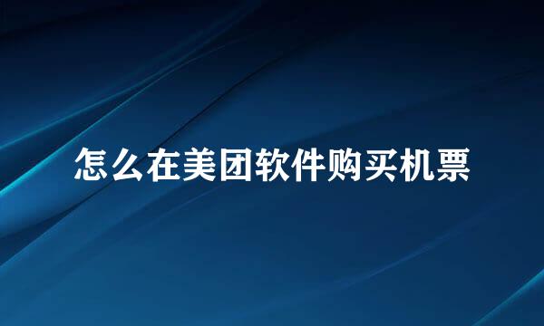 怎么在美团软件购买机票