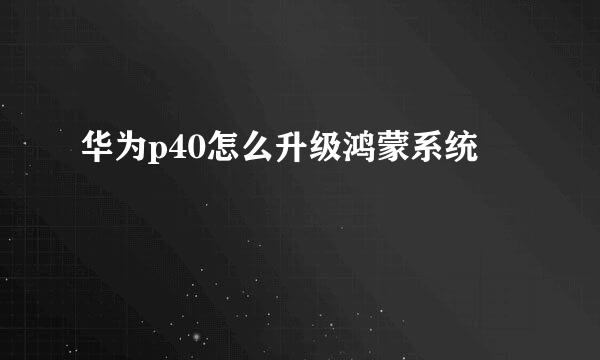 华为p40怎么升级鸿蒙系统
