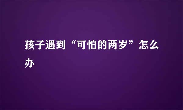 孩子遇到“可怕的两岁”怎么办