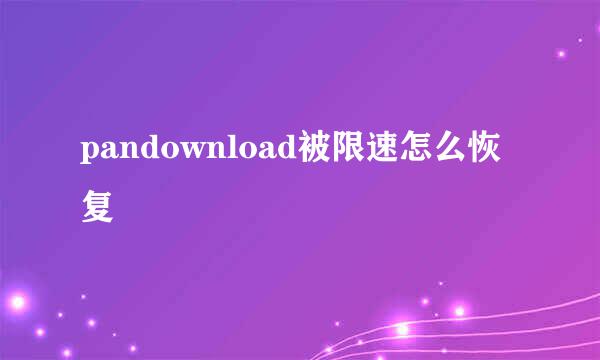 pandownload被限速怎么恢复