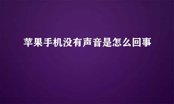 苹果手机没有声音是怎么回事