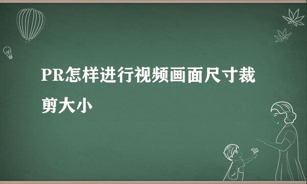 PR怎样进行视频画面尺寸裁剪大小