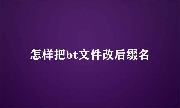 怎样把bt文件改后缀名