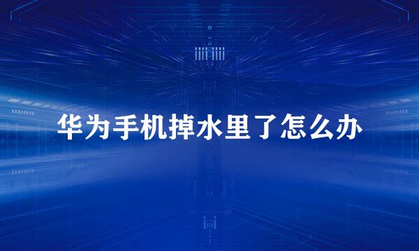 华为手机掉水里了怎么办