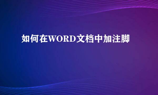 如何在WORD文档中加注脚