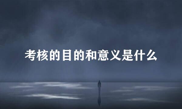 考核的目的和意义是什么