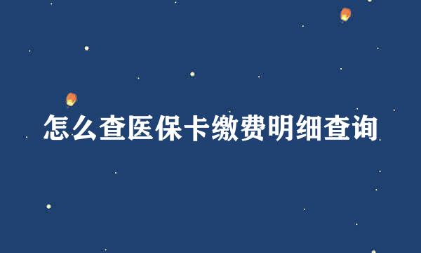 怎么查医保卡缴费明细查询