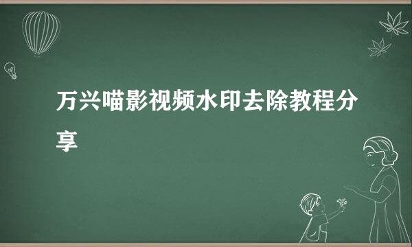 万兴喵影视频水印去除教程分享