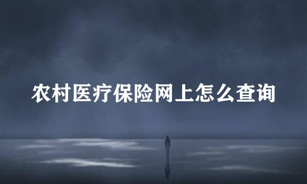 农村医疗保险网上怎么查询