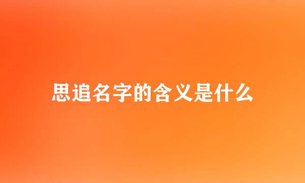 思追名字的含义是什么