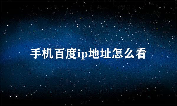 手机百度ip地址怎么看