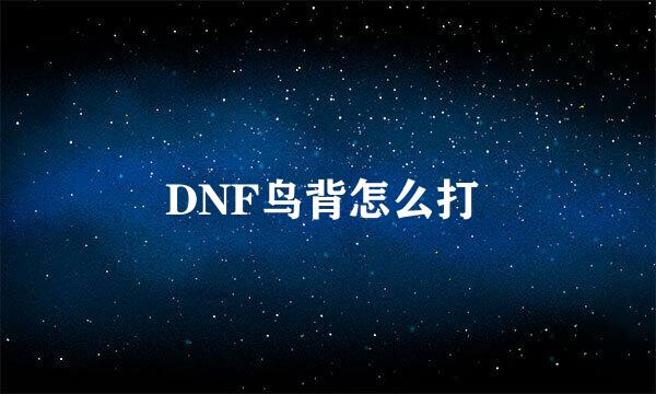 DNF鸟背怎么打 