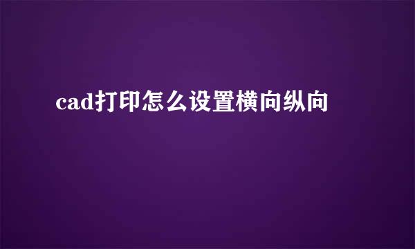 cad打印怎么设置横向纵向