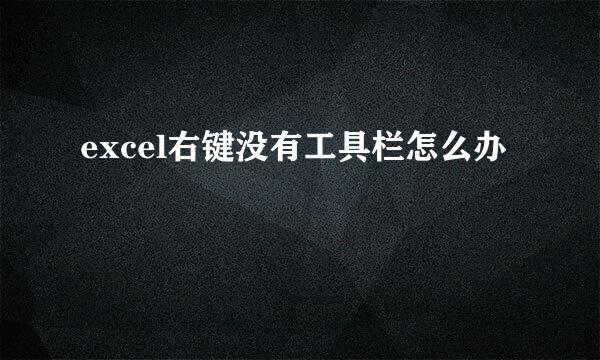 excel右键没有工具栏怎么办
