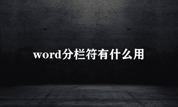 word分栏符有什么用