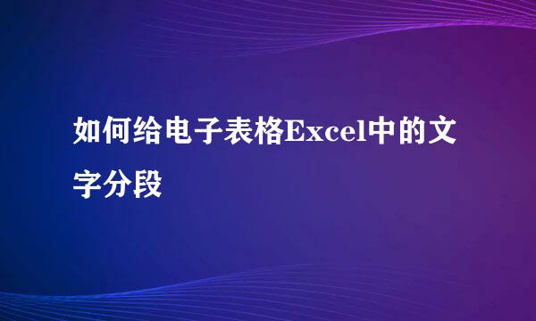 如何给电子表格Excel中的文字分段
