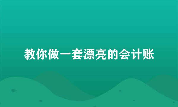 教你做一套漂亮的会计账