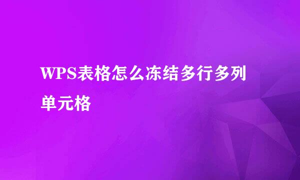 WPS表格怎么冻结多行多列单元格
