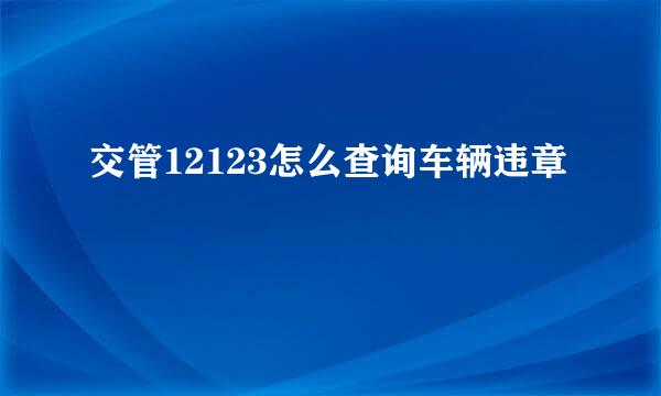 交管12123怎么查询车辆违章