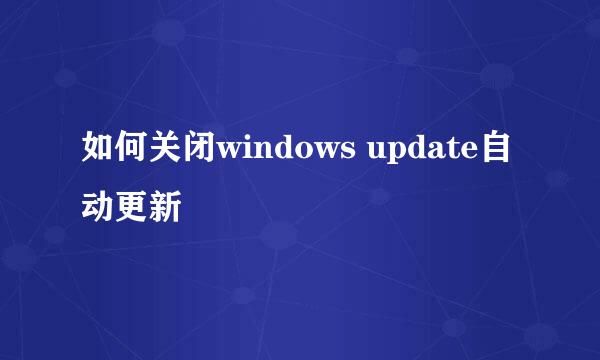 如何关闭windows update自动更新